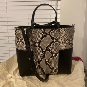Tory Burch Satchel in perfect condition! Snake Print/Black color block